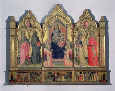 Madonna col Bambino in trono con Santa Caterina, San Francesco, San Zenobio e Santa Maria Maddalena da Pseudo Ambrogio di Baldese